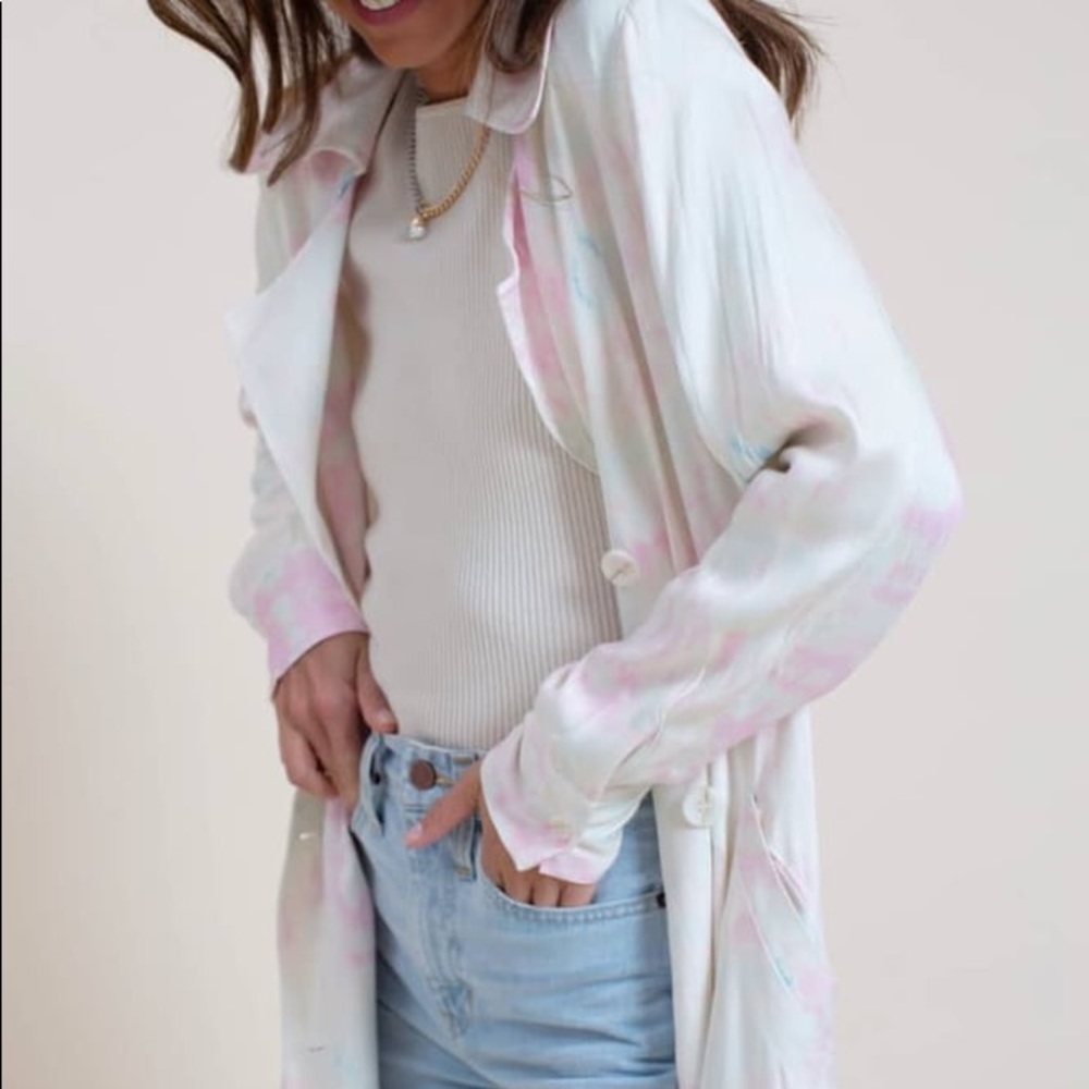 Something Navy Tie Dye Trench - Picture 8 of 9
